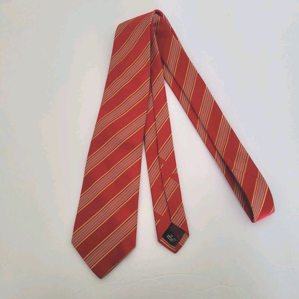 Salvatore Ferragamo Men's Neck Tie Necktie Silk Stripped Red Italian Designer